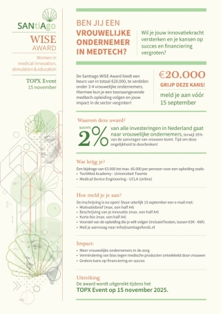 Santiago WISE Award 2025: €20,000 in Grants for Women Entrepreneurs in MedTech